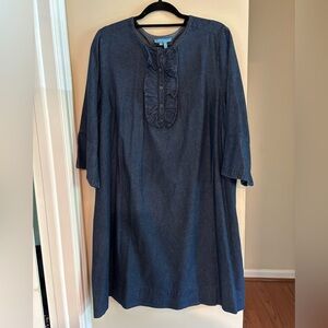 Draper James Chic Denim Tunic with Ruffle Accent